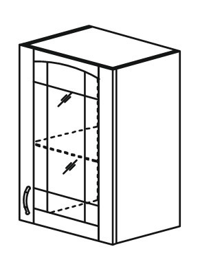 Шкаф кухонный Кантри настенный однодверный с полкой со вставкой из стекла 718*500*320мм в Магадане - изображение