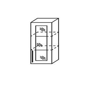 Шкаф кухонный Мыло, настенный однодверный с полкой со вставкой из стекла 918*400*320, ШНст 400/918 в Магадане - предосмотр