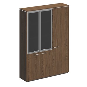 Шкаф комбинированный Velar, дуб табачный, (со стеклом+для одежды узкий) (154х41х212) ВЛ 358 в Магадане