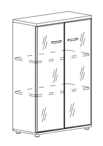 Шкаф средний Albero, со стеклом в рамке (78х36,4х119,4) в Магадане