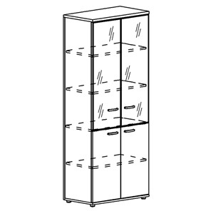 Шкаф для документов Albero, со стеклянными дверьми в рамке (задняя стенка ДСП) (78х36,4х193) в Магадане