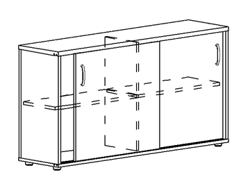 Шкаф-купе низкий Albero, для 2-х столов 60 (124,4х36,4х75,6) в Магадане