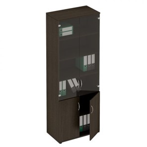 Шкаф для документов со стеклом Формула, венге темный (80x45x219) ФР 379 ВТ в Магадане