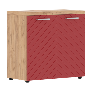 Шкаф с дверцами TORR LUX TLLC 85.1 с глухими малыми дверьми и топом 854х452х833 Дуб Бофорд / Красный в Магадане