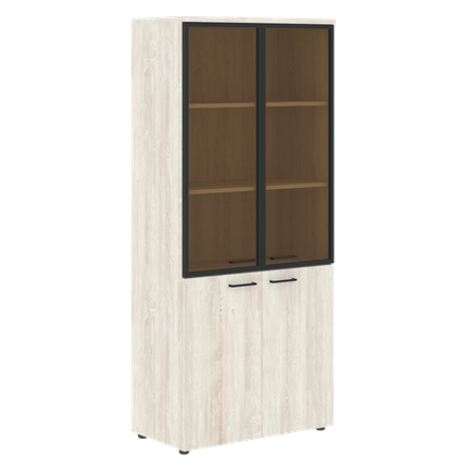 Шкаф комбинированный с дверьми в алюминиевой рамке и топом XTEN сосна Эдмонд  XHC 85.7.1  (850х410х1930) в Магадане - изображение