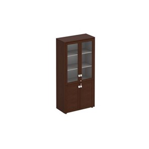 Шкаф со стеклянными дверьми высокий Премьер, венге темный (96х46х198) ПР 343 в Магадане