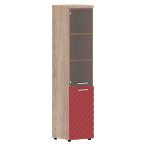 Шкаф-стеллаж TORR LUX TLHC 42.2 L колонка комбинированная с топом 435х452х1958 Дуб Каньон/ Красный в Магадане