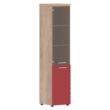 Шкаф TORR LUX TLHC 42.2 R колонка комбинированная с топом 435х452х1958 Дуб Каньон/ Красный в Магадане - изображение