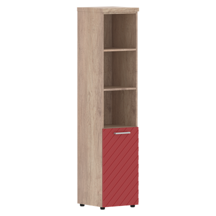 Шкаф TORR LUX TLHC 42.5 R колонка с глухой малой дверью и топом 435х452х1958 Дуб Каньон/ Красный в Магадане - изображение