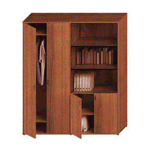 Шкаф офисный комбинированный Престиж, одежда/стекло, темный орех, 175x46x203, Исп.60 в Магадане