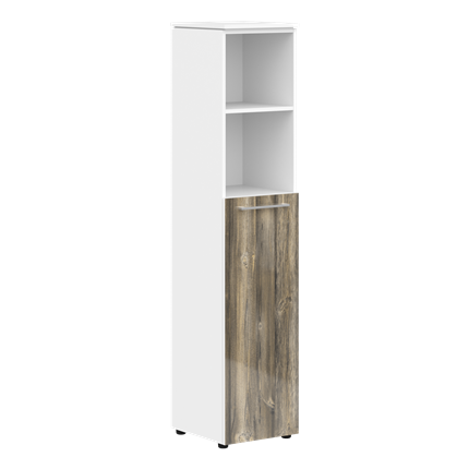 Шкаф колонка с глухой средней дверью MORRIS  Дуб Базель/белый MHC 42.6 (429х423х1956) в Магадане - изображение