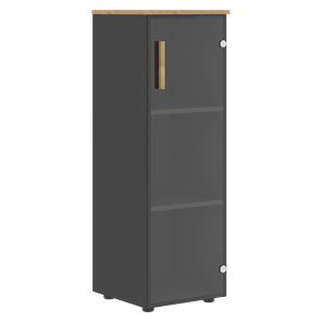 Средний шкаф колонна со стеклянной правой дверью FORTA Графит-Дуб Гамильтон  FMC 40.2 (R) (399х404х801) в Магадане