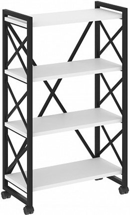 Стеллаж подкатной Loft VR.L-MST.K-4.8, Белый/Черный металл в Магадане - изображение