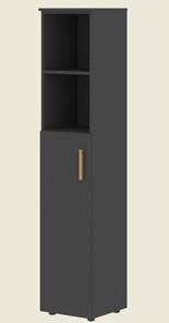 Высокий шкаф колонна с глухой средней дверью левой FORTA Черный Графит  FHC 40.6 (L) (399х404х1965) в Магадане - предосмотр