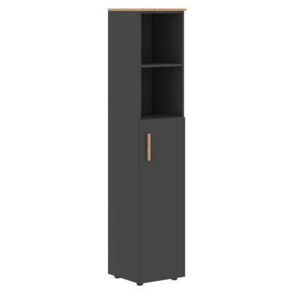 Шкаф колонна высокий с глухой средней дверью правой FORTA Графит-Дуб Гамильтон   FHC 40.6 (R) (399х404х1965) в Магадане - изображение