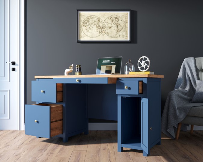 Большой рабочий стол Jules Verne JV14ETGB (Синий) в Магадане - изображение 2