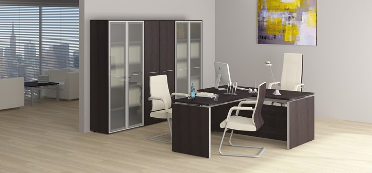 Офисный стол для руководителя Reventon, венге темный, правый (180х90х76) МЕ 130 в Магадане - изображение 1