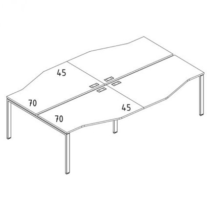 Рабочая станция (4х160) столы Техно каркас UNO А4, 320x184x75 белый премиум / металлокаркас белый А4 Б1 191-2 БП в Магадане - изображение