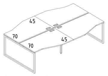 Рабочая станция столы (4х160) Техно на металлокаркасе QUATTRO А4, 320x184x75 белый премиум / металлокаркас белый А4 Б4 191-2 БП в Магадане - предосмотр
