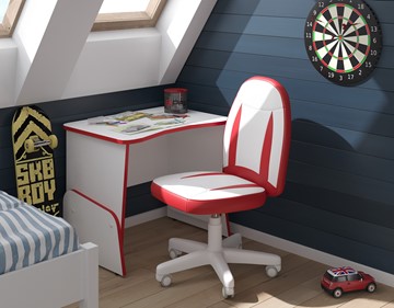 Стол для компьютера Skill STG 7050, Белый/ Красный в Магадане - предосмотр 1