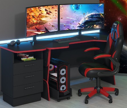 Компьютерный стол SKILLL STG 1385, Антрацит/ Красный в Магадане - изображение 6