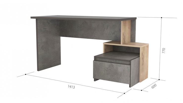 Письменный стол СП-5, Камень темный / Дуб Эльза, правый в Магадане - изображение 1