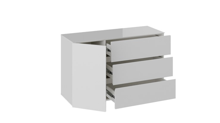 Комод с 3-мя ящиками и дверцей Glance тип 2 (Белый/Стекло белый глянец) в Магадане - изображение 1