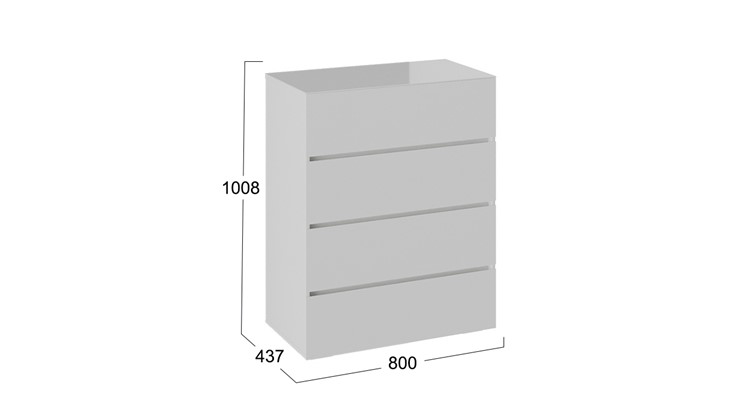 Комод с 4-мя ящиками Glance тип 1 (Белый/Стекло белый глянец) в Магадане - изображение 3