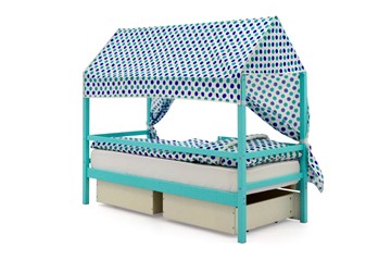 Крыша текстильная для кровати-домика Svogen (круги, мятный, синий) в Магадане - предосмотр 2