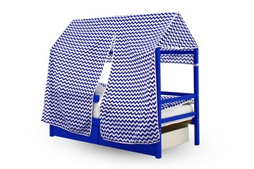 Крыша текстильная для кровати-домика Svogen (зигзаги, синий) в Магадане - предосмотр 1