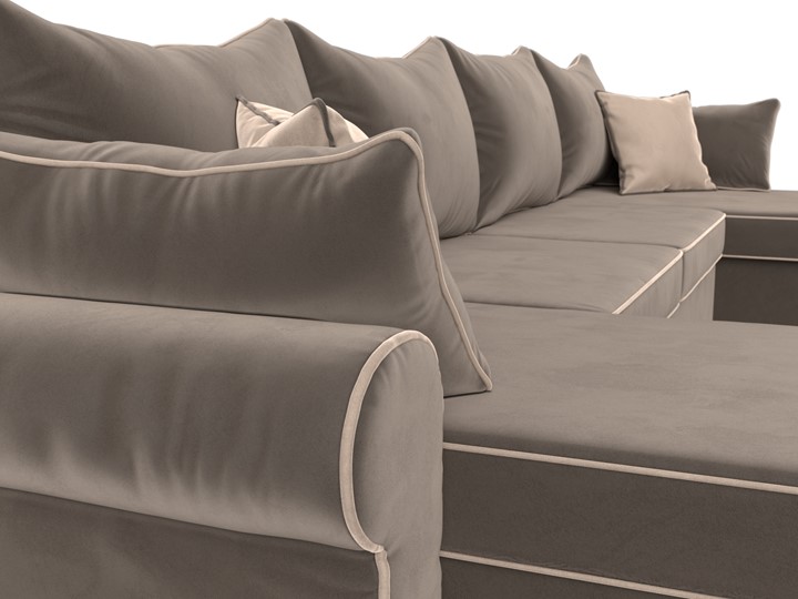 П-образный диван Элис, Коричневый (велюр) в Магадане - изображение 5