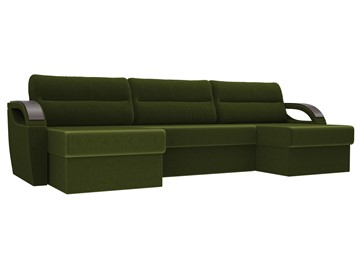 Большой П-образный диван Форсайт, Зеленый (микровельвет) в Магадане - предосмотр