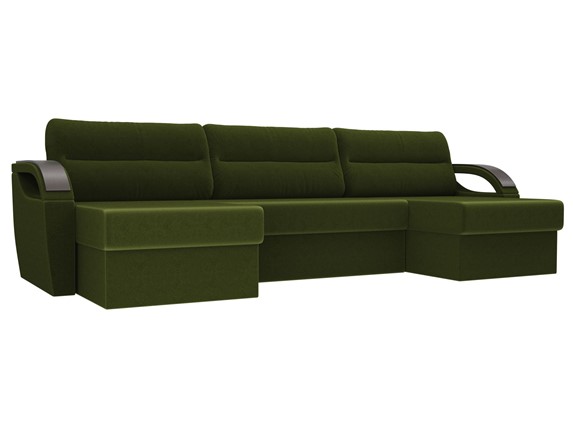 Большой П-образный диван Форсайт, Зеленый (микровельвет) в Магадане - изображение