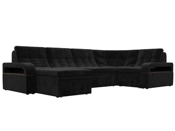 П-образный диван Лига-035, Черный (велюр) в Магадане