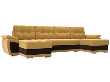 П-образный диван Нэстор, Желтый/Коричневый (микровельвет) в Магадане - предосмотр