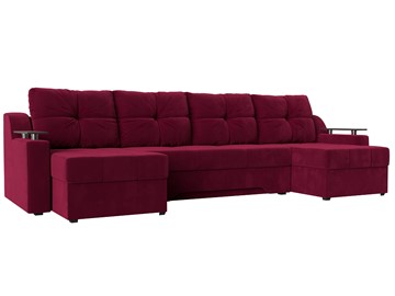 Большой П-образный диван Сенатор, Бордовый (Микровельвет) боннель в Магадане