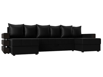 П-образный диван Венеция боннель, Черный (Экокожа) в Магадане - предосмотр
