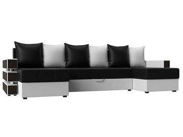 П-образный диван Венеция боннель, Черный\Белый (Экокожа) в Магадане