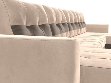 П-образный диван Честер, Бежевый/коричневый (велюр) в Магадане - предосмотр 3