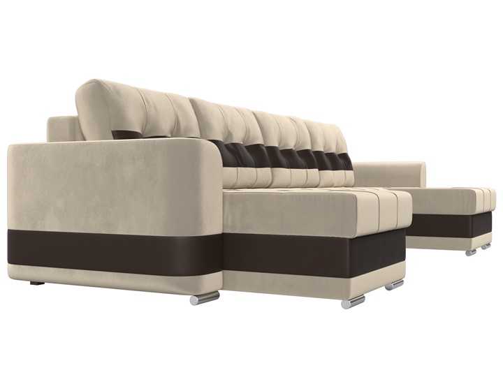 П-образный диван Честер, Бежевый/коричневый (вельвет/экокожа) в Магадане - изображение 2