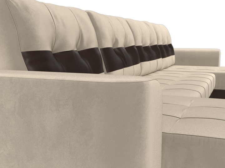 П-образный диван Честер, Бежевый/коричневый (вельвет/экокожа) в Магадане - изображение 3