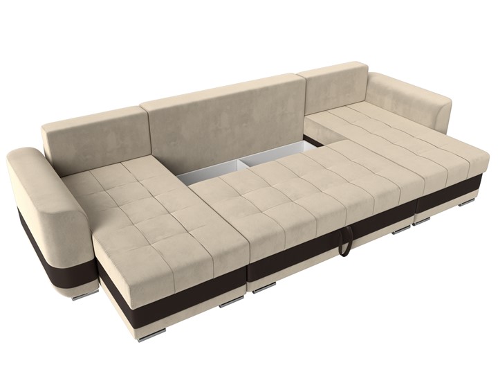 П-образный диван Честер, Бежевый/коричневый (вельвет/экокожа) в Магадане - изображение 6