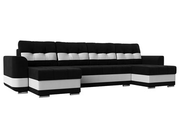 П-образный диван Честер, Черный/белый (вельвет/экокожа) в Магадане