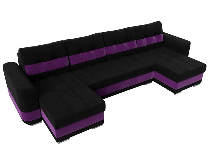 П-образный диван Честер, Черный/фиолетовый (вельвет) в Магадане - изображение 4