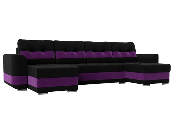 П-образный диван Честер, Черный/фиолетовый (вельвет) в Магадане - изображение