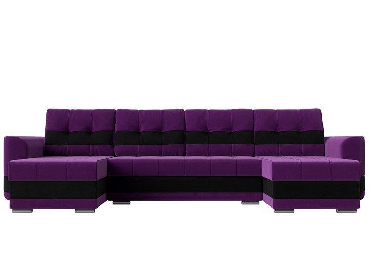 П-образный диван Честер, Фиолетовый/черный (вельвет) в Магадане - изображение 1