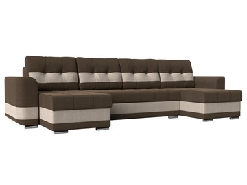 П-образный диван Честер, коричневый/бежевый (рогожка) в Магадане - предосмотр