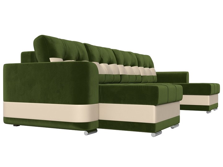 П-образный диван Честер, Зеленый/бежевый (вельвет/экокожа) в Магадане - изображение 2