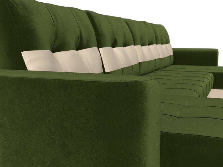 П-образный диван Честер, Зеленый/бежевый (вельвет/экокожа) в Магадане - изображение 3