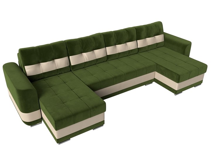 П-образный диван Честер, Зеленый/бежевый (вельвет/экокожа) в Магадане - изображение 4